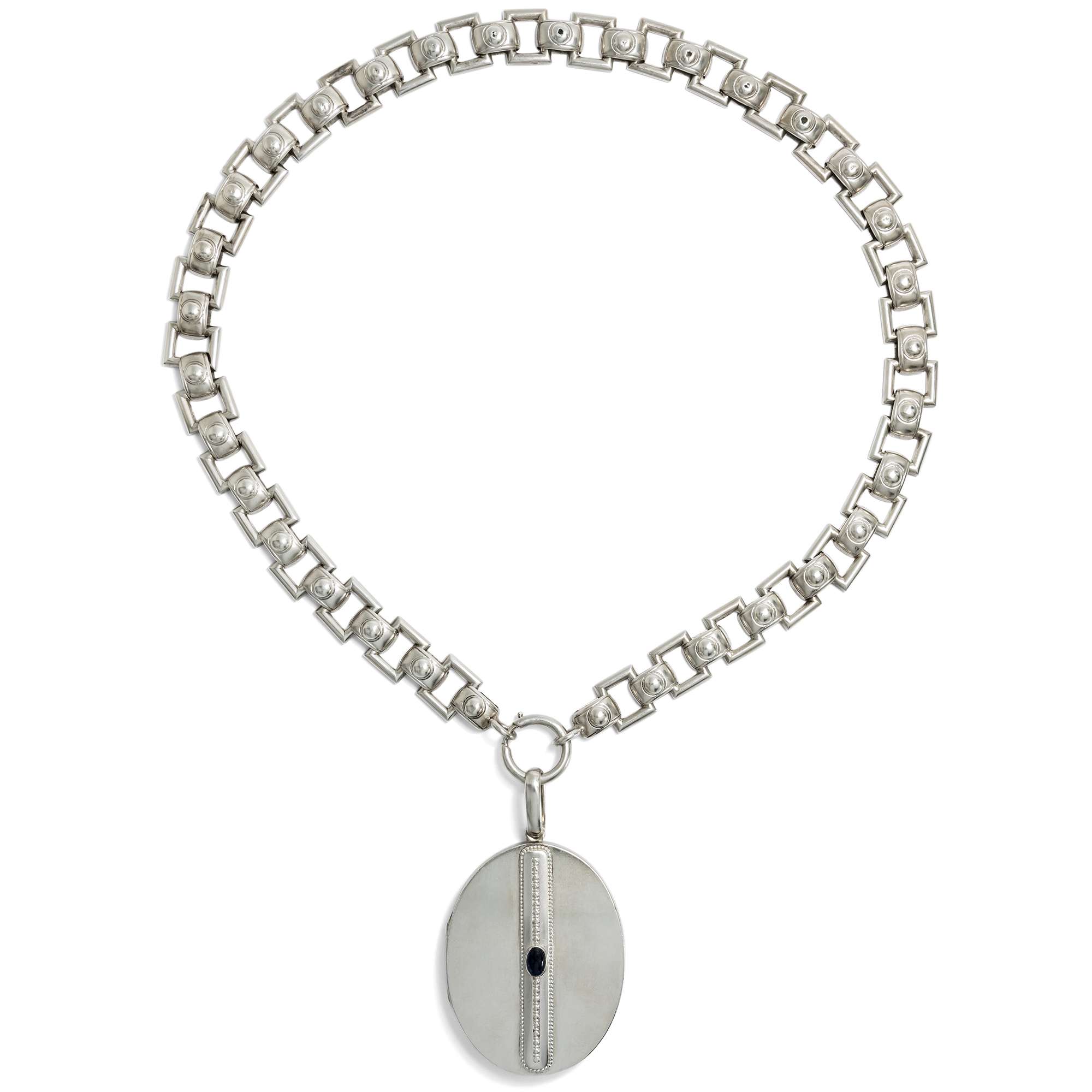 626676-hofer-antikschmuck-Breite-viktorianische-Kette-mit-Medaillon-aus-Silber-England-um-1880-Im-Bilde-bleiben_5