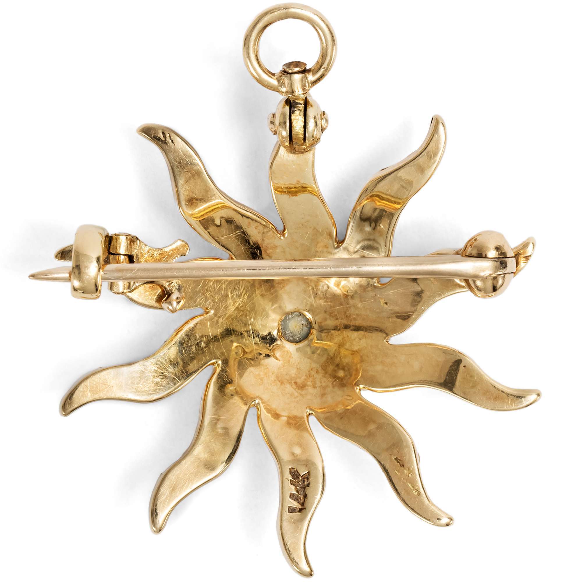 626827-hofer-antikschmuck-Bezaubernde-Anhaenger-Brosche-mit-Naturperlen-in-Gold-wohl-USA-um-1880-Sunburst_2